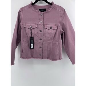 Liverpool women's Aster Mauve pink jean denim jacket Frey hem size Petite Large